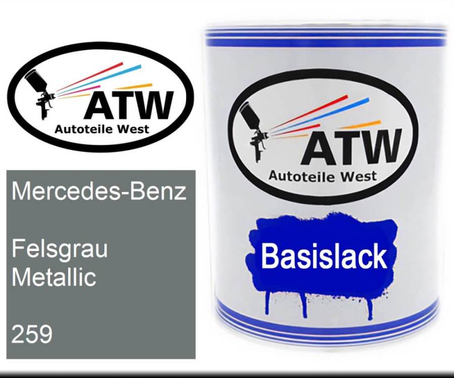 Mercedes-Benz, Felsgrau Metallic, 259: 1L Lackdose, von ATW Autoteile West.